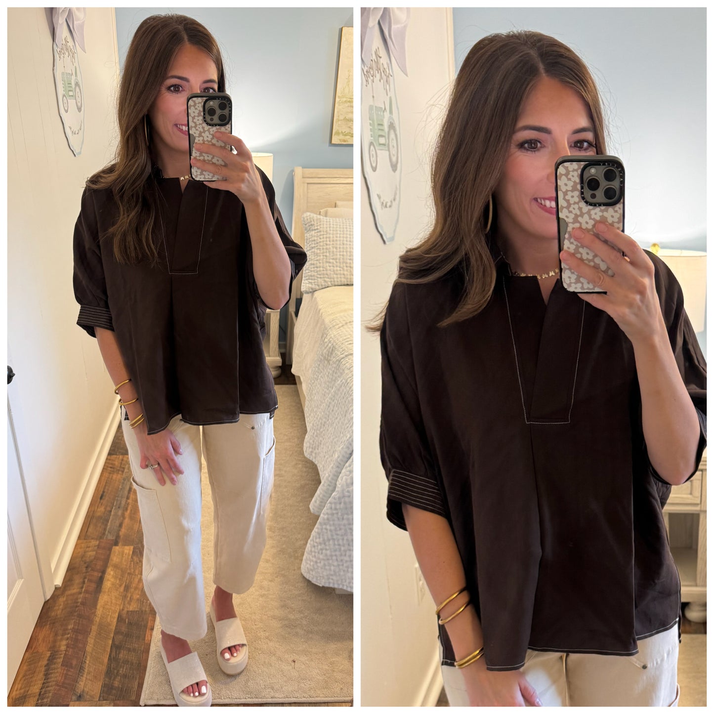 Brown Stitch Top