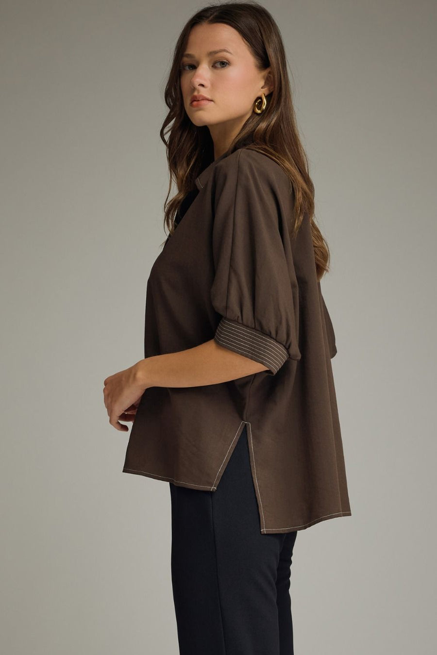 Brown Stitch Top