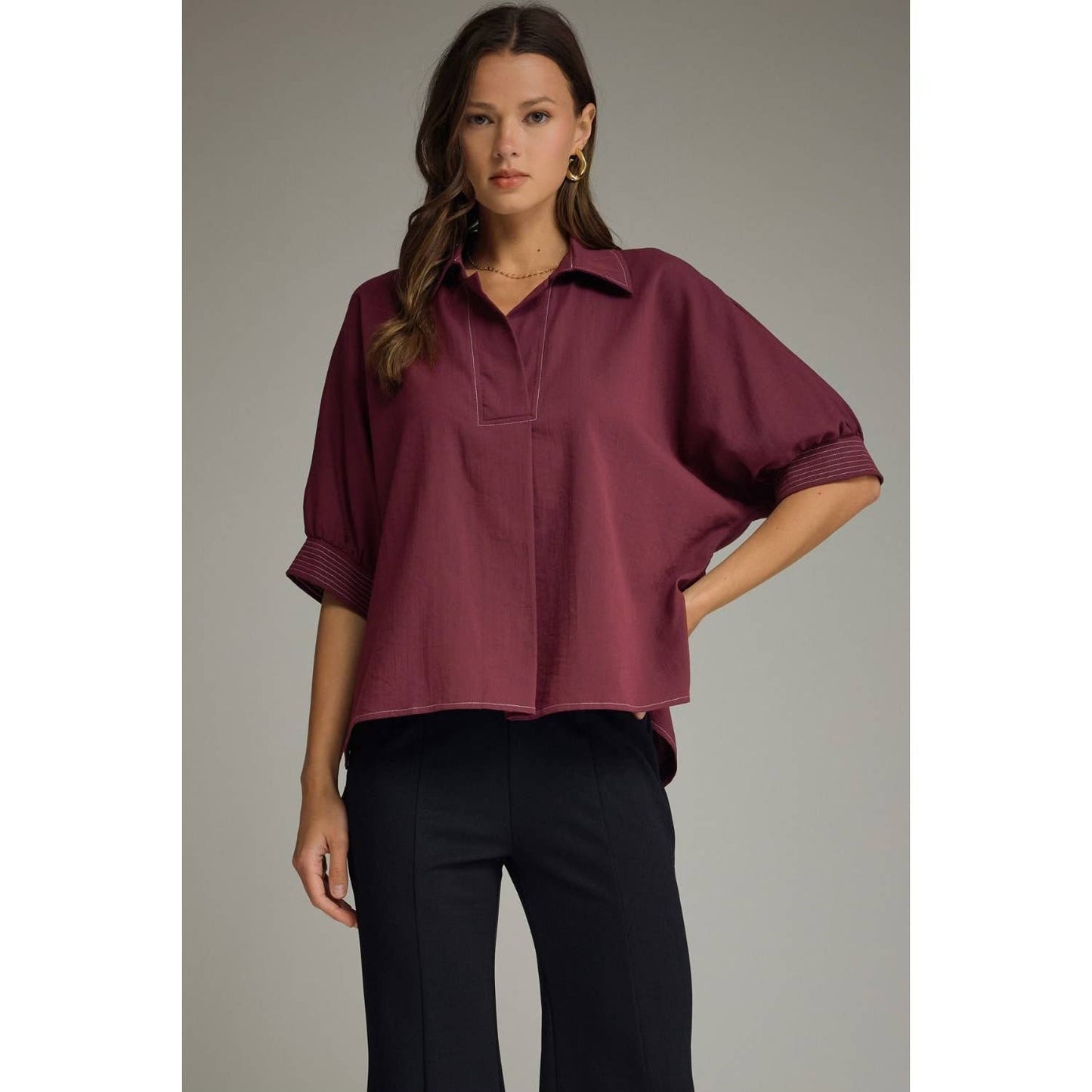 Merlot Stitch Top