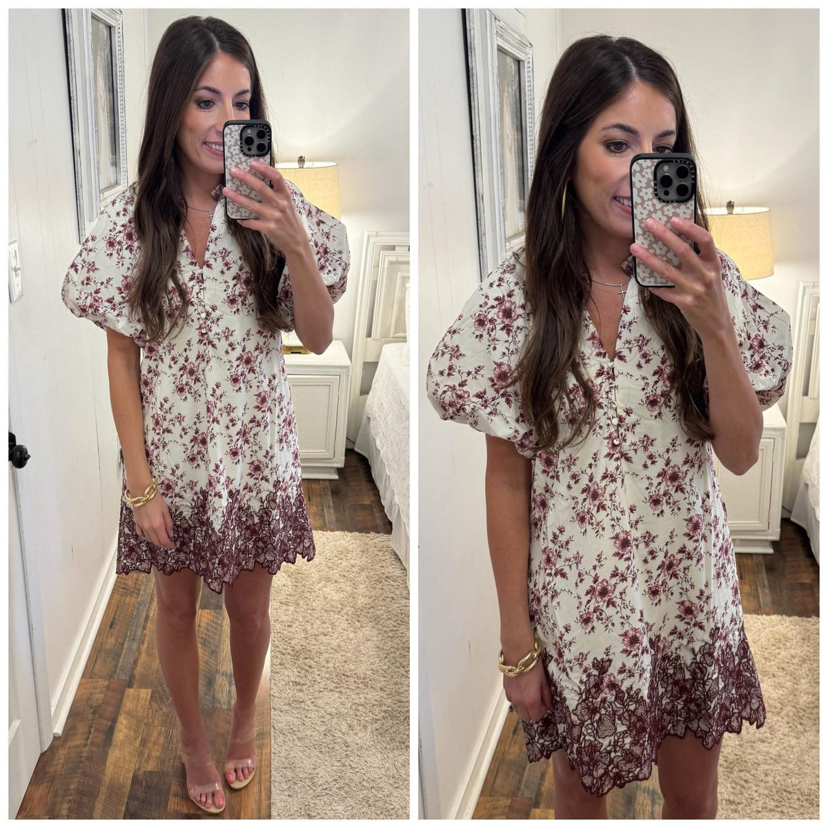 Burgundy Embroidery Dress