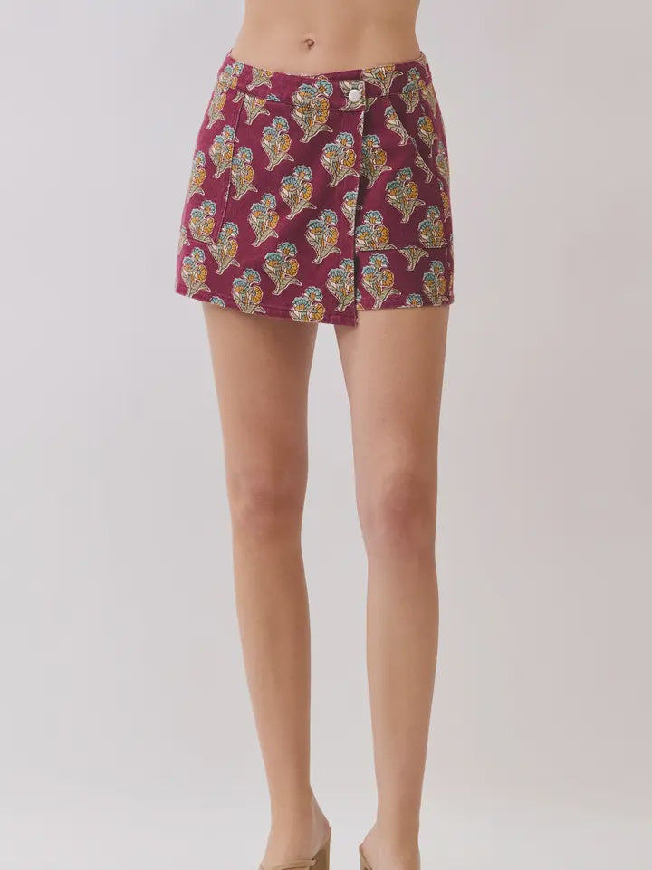 Floral Print Wrap Skort