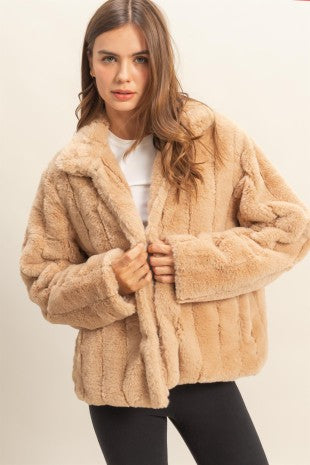 Taupe Faux Fur Jacket