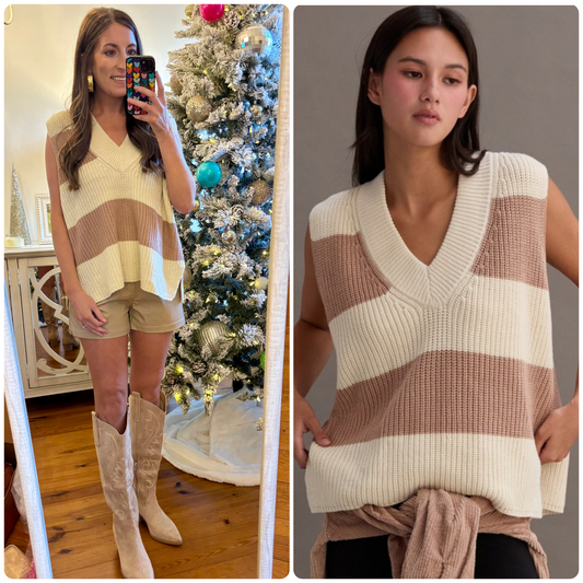 Cream/Taupe Sweater Vest