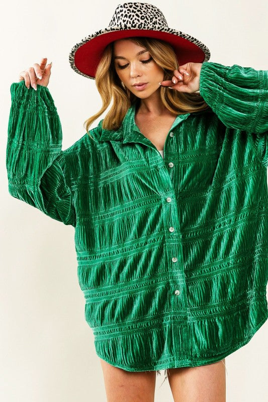 Jade Textured Smocked Top