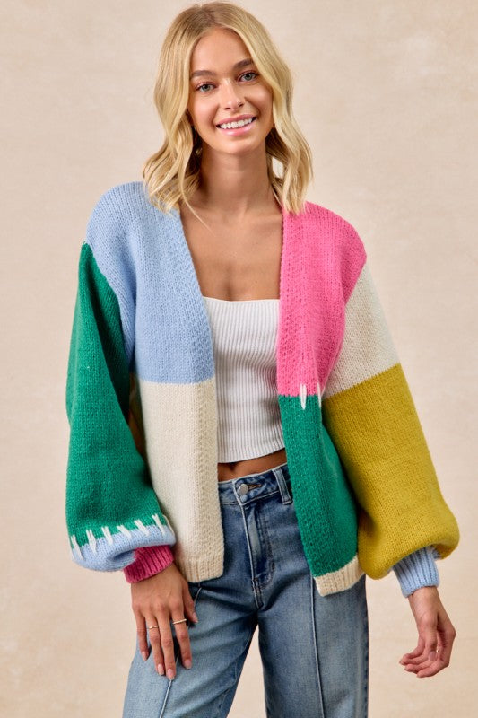 Colorblock Sweater Cardigan