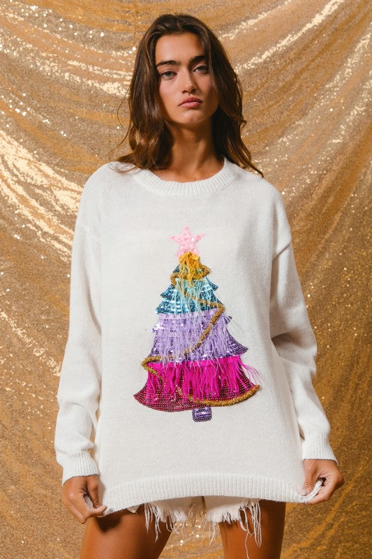 White Christmas Tree Sweater