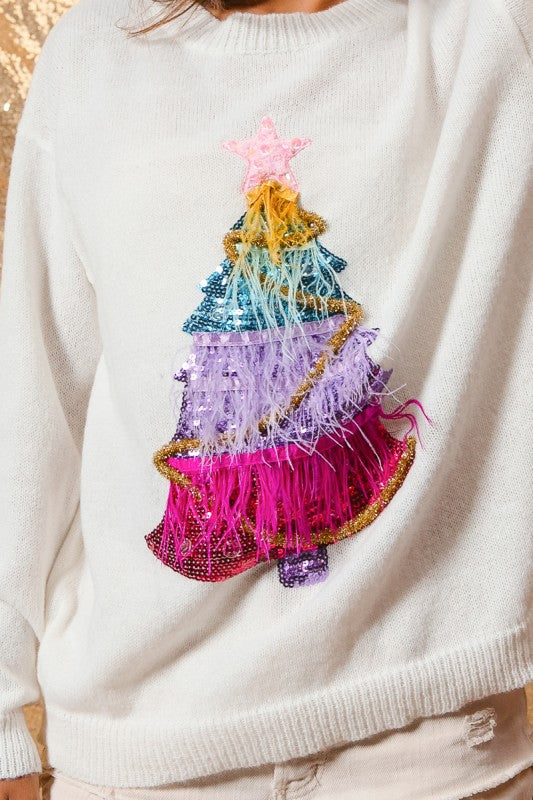 White Christmas Tree Sweater