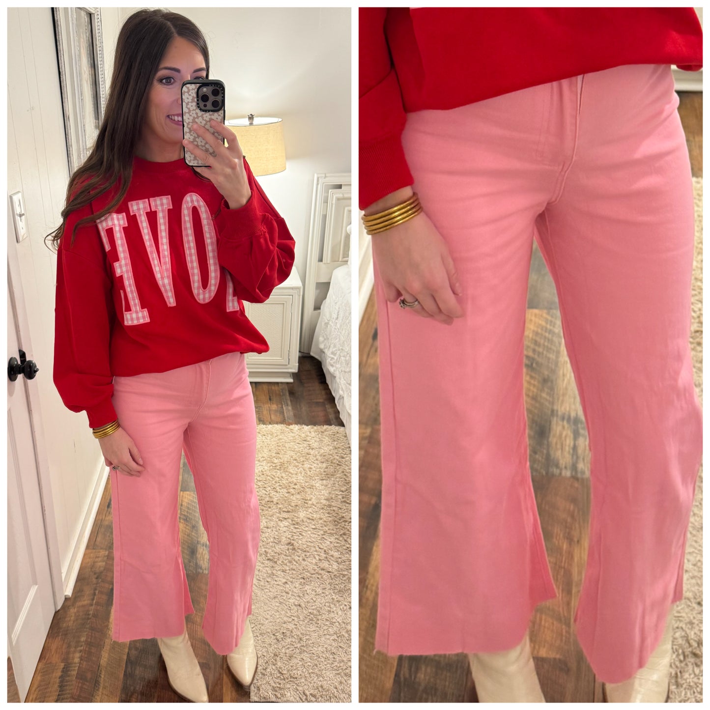 Candy Pink High Rise Cropped Denim