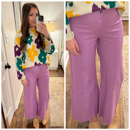 Lavender High Rise Cropped Denim