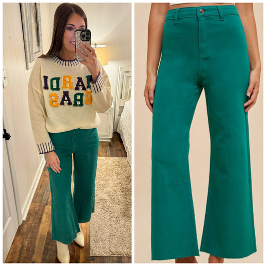 Emerald High Rise Cropped Denim