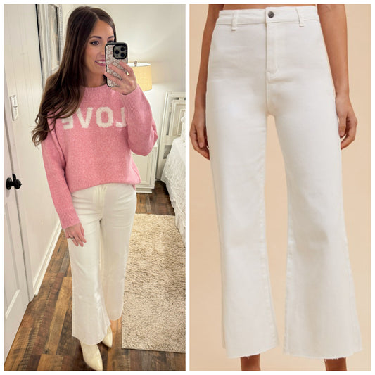White High Rise Cropped Denim
